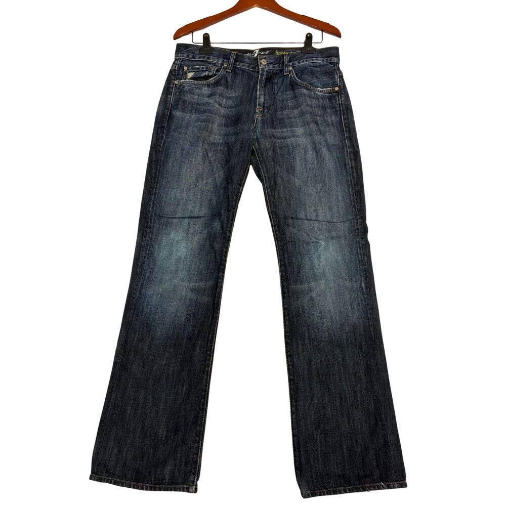 7 For All Mankind Men's Jeans 32 Bootcut Dark Wash Blue Denim Made USA 100%